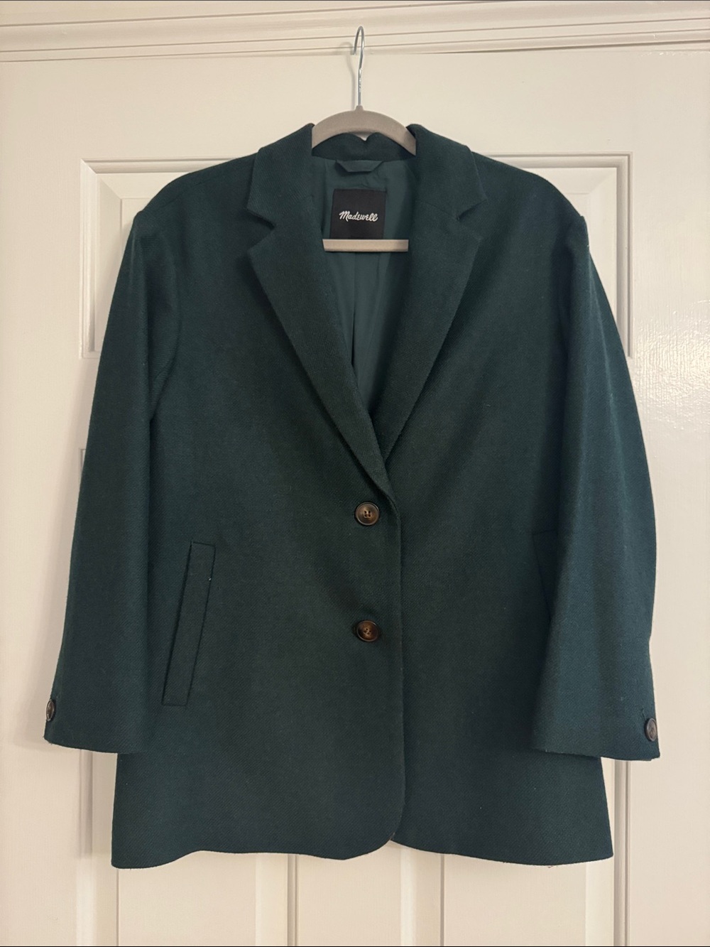 Madewell Dark Green Wool-Blend Blazer Jacket